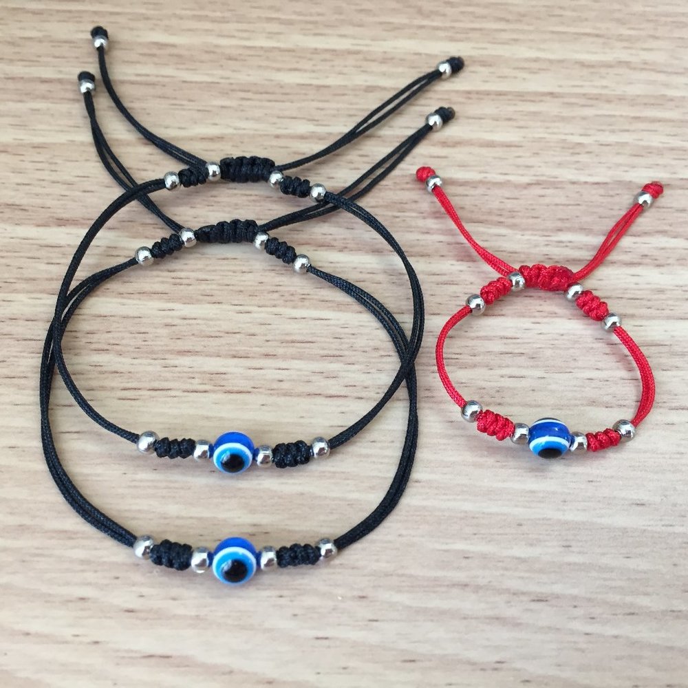 3 Pcs Baby & Adult Bracelet Set Blue Evil Eye